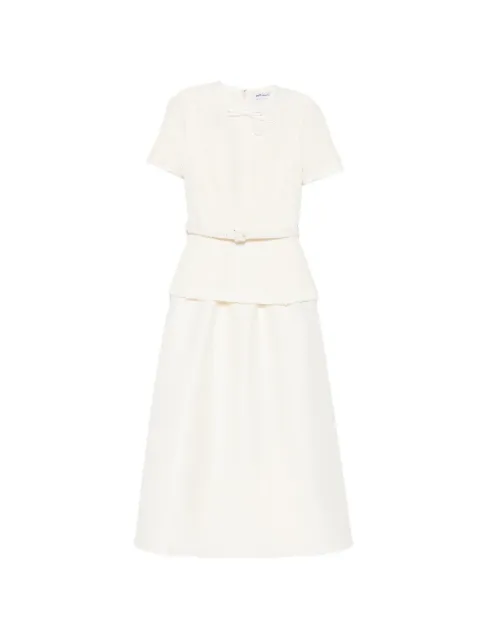 Self-Portrait bouclé-knit belted midi dress Neutrals PF26002MA