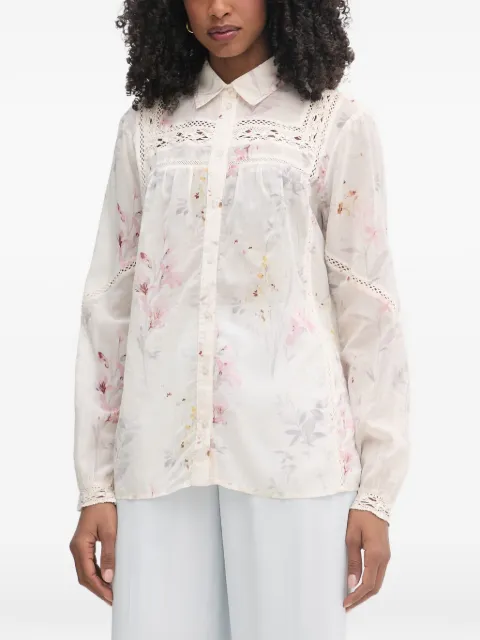 FRACOMINA floral-print crochet-trim shirt White FJ26ST6003W694K2