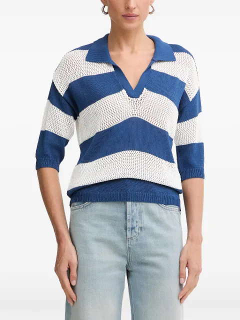 FRACOMINA striped open-knit T-shirt Blue FJ26ST7004K417O7