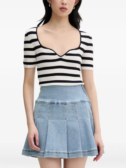 FROM FUTURE striped sweetheart-neck T-shirt Blue WTO03747