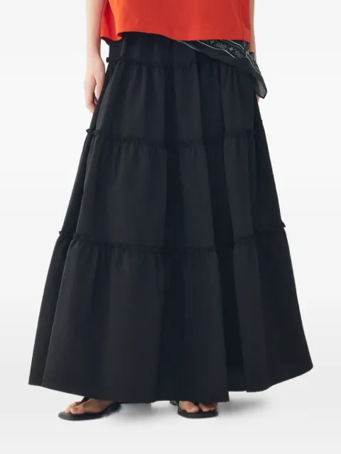 TOMBOY tiered ruffled A-line maxi skirt Black 9106232210