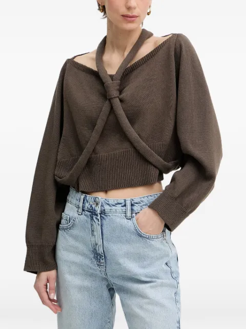 Haveone knotted-detail sweater Brown MFPQ034