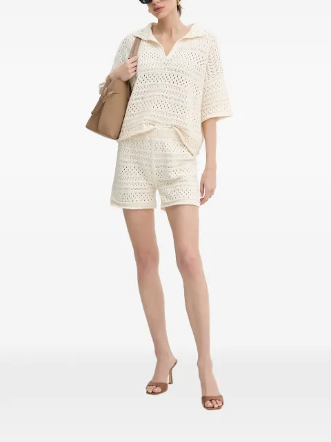 Haveone crochet-knit T-shirt and shorts set Neutrals HNCQ003
