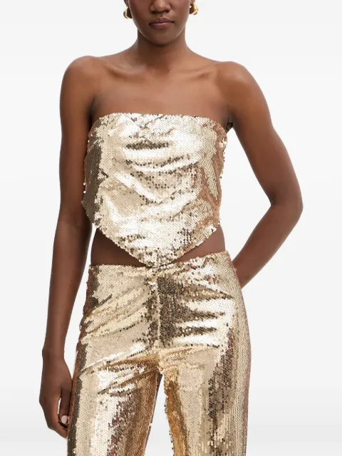 Haveone sequin-embellished strapless top Gold RGEP059