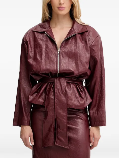 Haveone belted zip-up jacket Red JMAP040