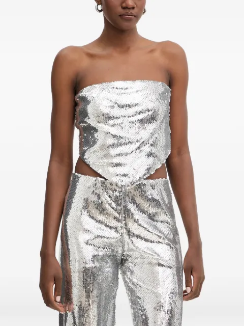 Haveone sequin-embellished bandeau top Silver RGEP059