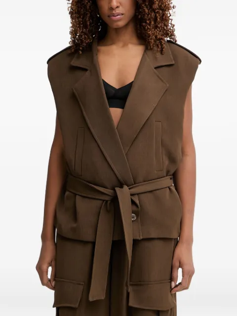 Haveone belted waistcoat Brown LSOQ004