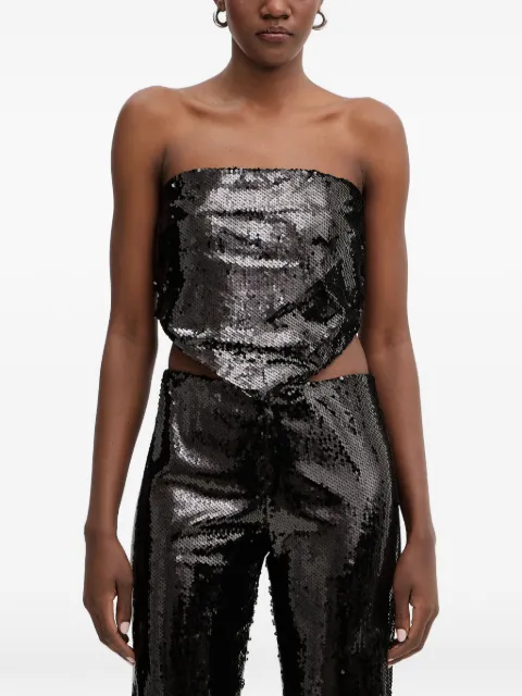 Haveone sequin-embellished strapless top Black RGEP059