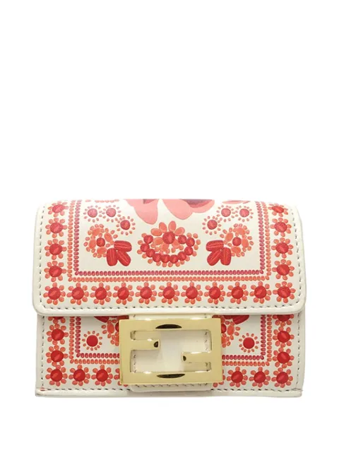 Fendi Pre-Owned 2010-2026 Leather Coral Bandana Baguette Micro Trifold Wallet small wallets Red D0FYF6OTL3GRWWSH