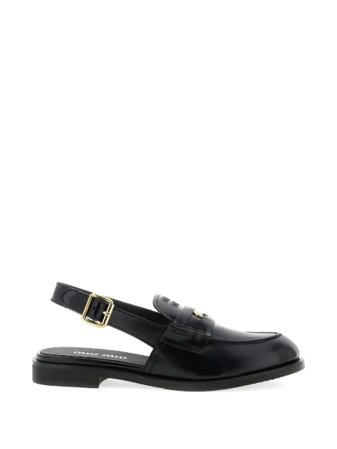 Miu Miu brushed leather slingback loafers Black 5D561EF020ULX