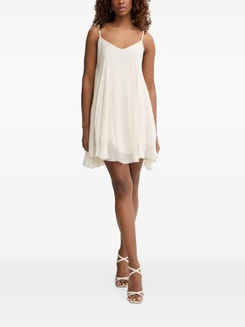 Haveone V-neck pleated mini dress Neutrals ACHQ013