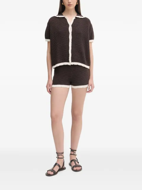 Haveone contrast-trim shorts and shirt set Brown HNCQ005