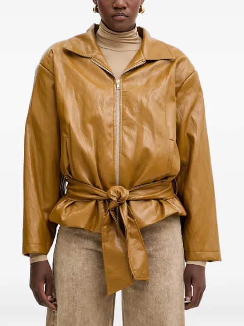 Haveone belted zip-up jacket Brown JMAP040