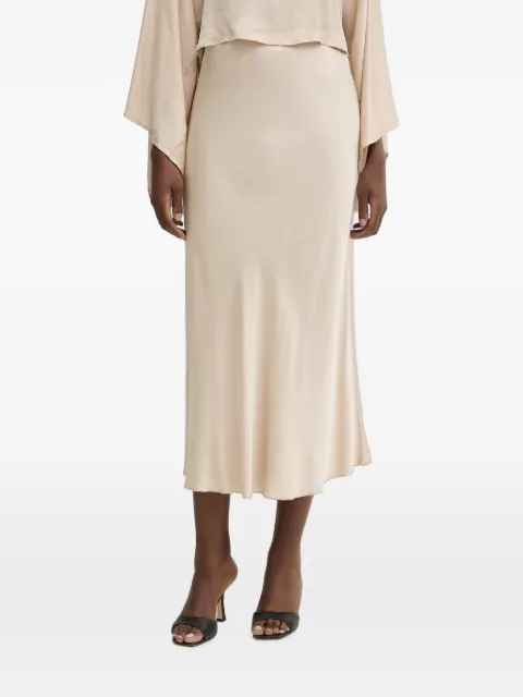 Haveone satin-finish flared midi skirt Neutrals GWGQ006