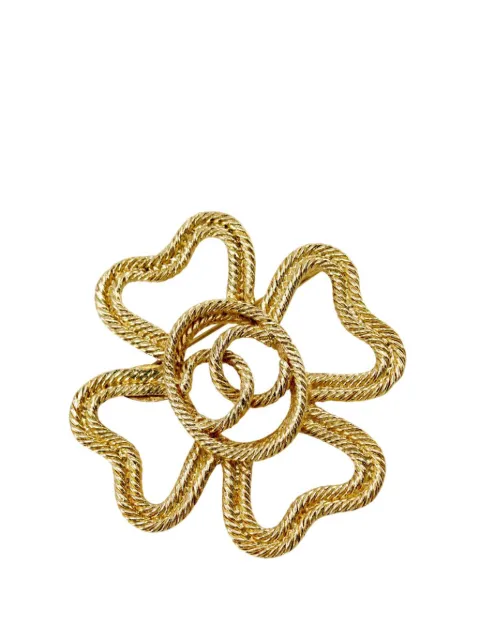 CHANEL Pre-Owned 1980-1990 CC Gold Plated Clover Rope Brooch costume brooch Gold 1UN7V5H6043BM1B1