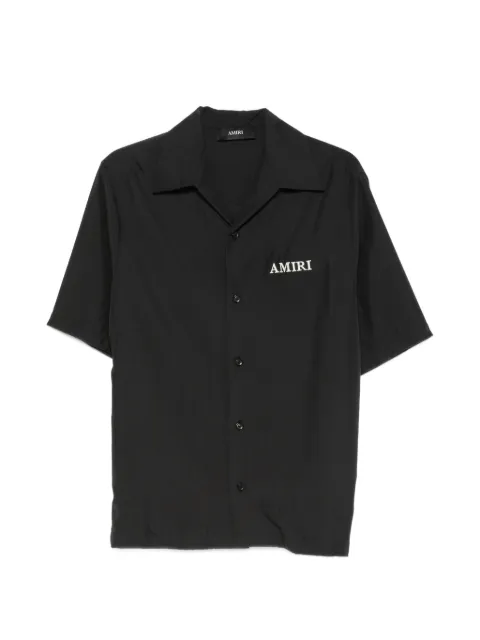 AMIRI logo-embroidered camp-collar shirt Black AMTOSH1155001