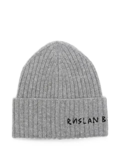 Ruslan Baginskiy logo-embroidered ribbed beanie hat Grey BN031033CSFLCD25