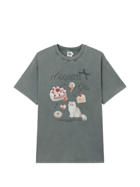 b+ab graphic-print acid-wash T-shirt Grey 6U694AS