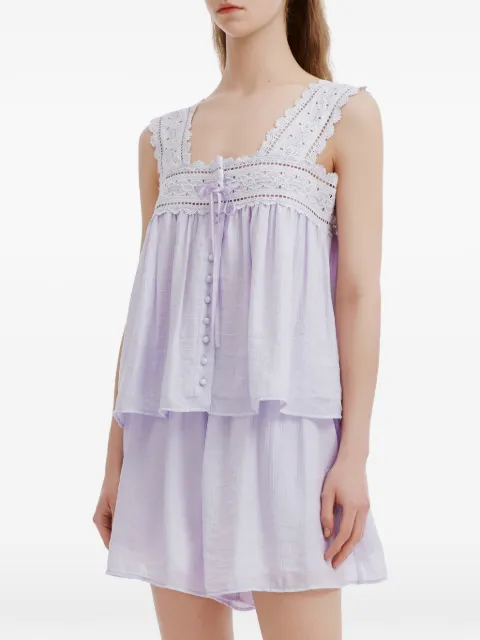 b+ab lace-trim button-up jumpsuit Purple 6U178AS