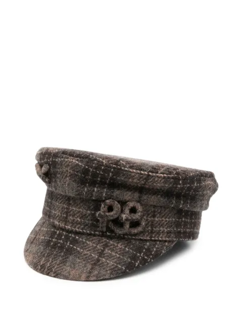 Ruslan Baginskiy check-print logo-embroidered baker boy hat Brown KPC09WPLDFRB