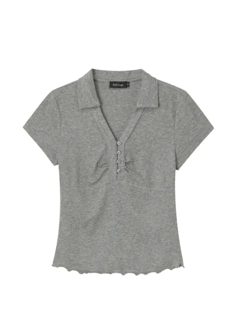 tout a coup ribbed-knit ruffled-trim T-shirt Grey M633AU6