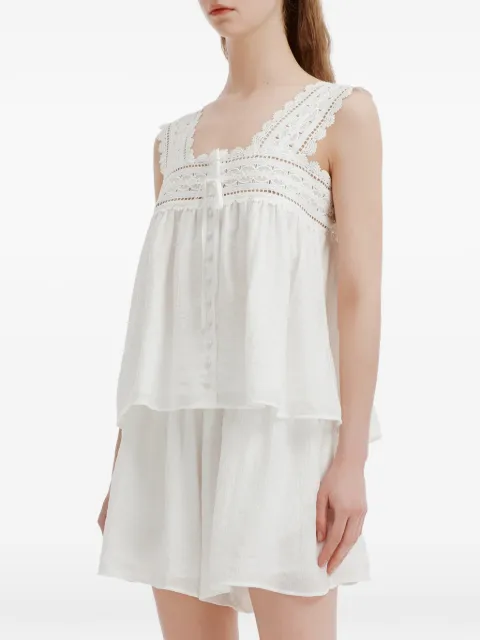 b+ab lace-trim button-front jumpsuit White 6U178AS