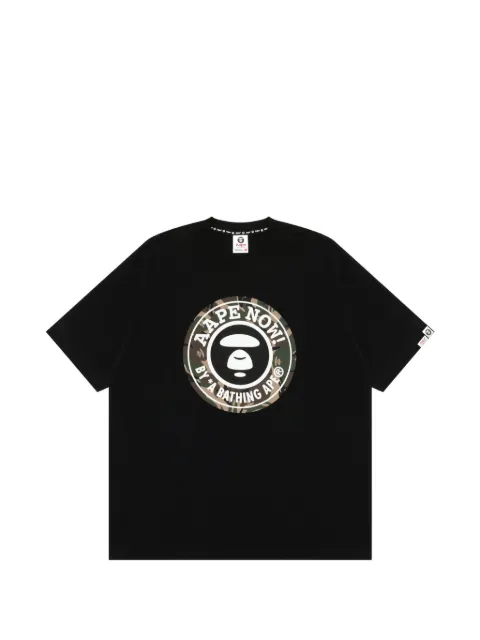 AAPE BY *A BATHING APE® logo-print camouflage-detail T-shirt Black ATE10039XQ