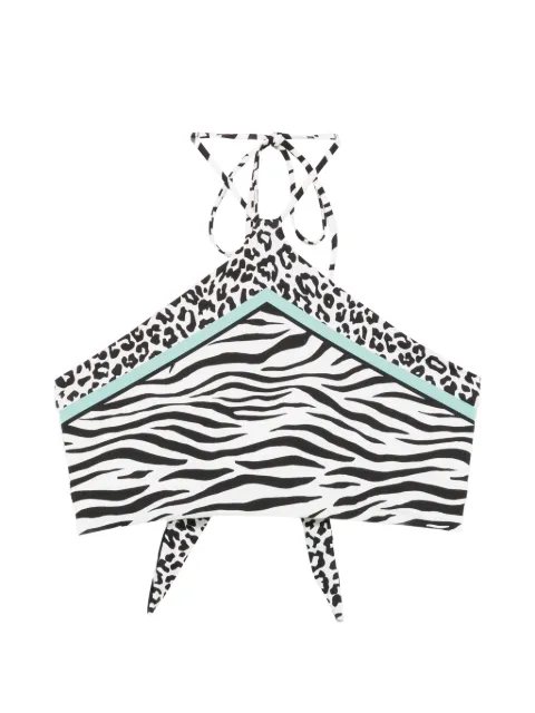 MC2 Saint Barth Nairobi animal-print halterneck bikini top White NRB0001