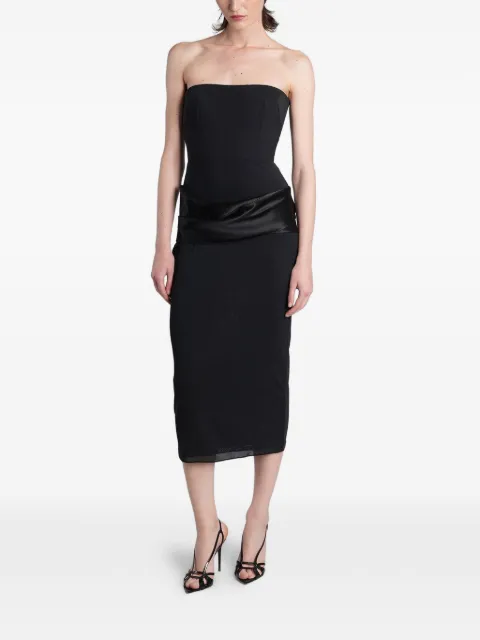 Alex Perry satin-trimmed strapless midi dress Black D1690SS26
