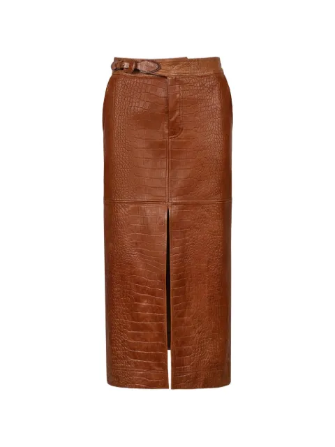 Johanna Ortiz Epic Statement croc-effect leather skirt Brown PT03757