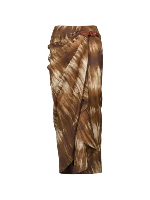 Johanna Ortiz Expedition draped linen skirt Brown PT03783