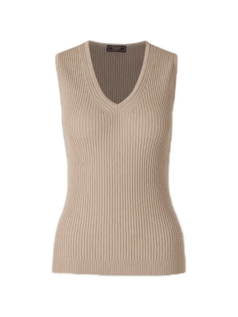 Peserico ribbed-knit V-neck top Neutrals E98219F1409173