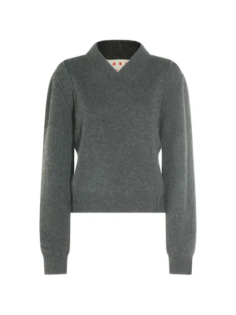 Marni ribbed-knit V-neck sweater Grey CVMD0169A0UFZ41400N60