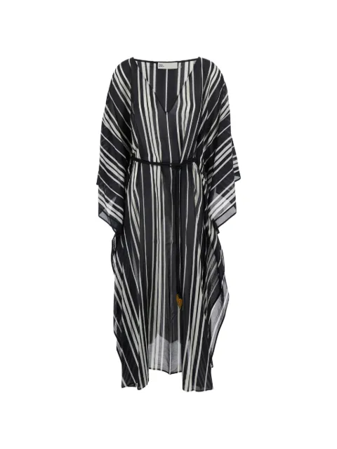 Tory Burch belted striped caftan Black 178753