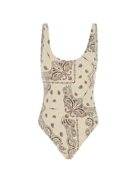 VENUJA paisley-print crystal-embellished swimsuit Neutrals OP009A