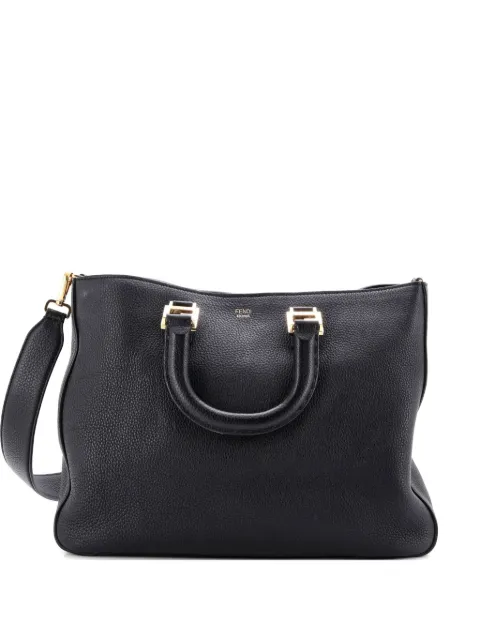 Fendi Pre-Owned Selleria FF Handle Tote Leather Medium satchel Black L3J1ZZT6I1QSC5UI