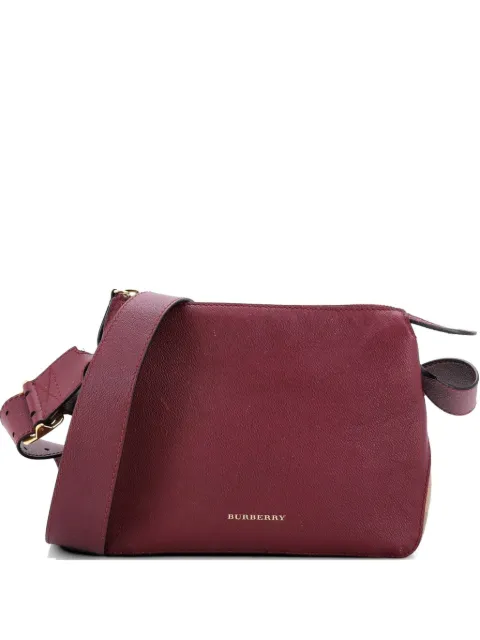 Burberry Pre-Owned Helmsley Leather with House Check Canvas Small crossbody bag Brown 2BR7PKUPRPU6BFNB