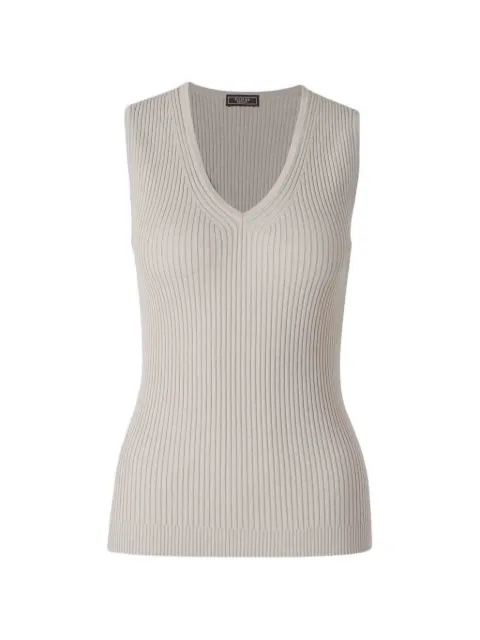 Peserico ribbed-knit V-neck top Neutrals E98219F1409173