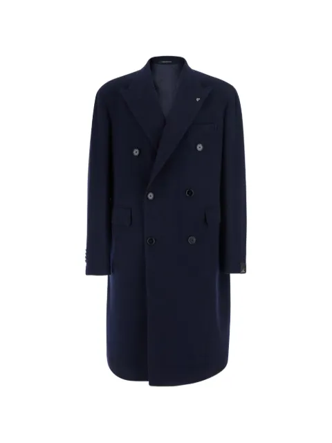 Tagliatore double-breasted peak-lapel coat Blue CLD10B520017