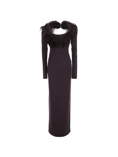 The Attico feather-trim open-back maxi dress Brown 261WCW00316VVP002FS