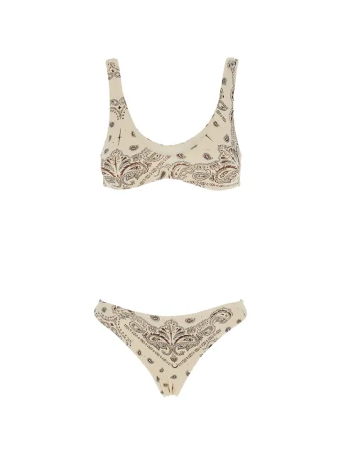 VENUJA paisley-print crystal-embellished bikini Neutrals BI009B