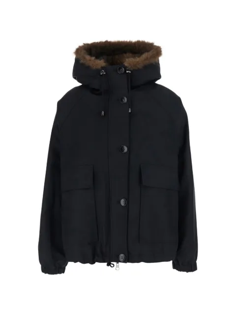 VALENTINI 1972 faux-fur trim hooded jacket Black K6103REVBLACKBROWN