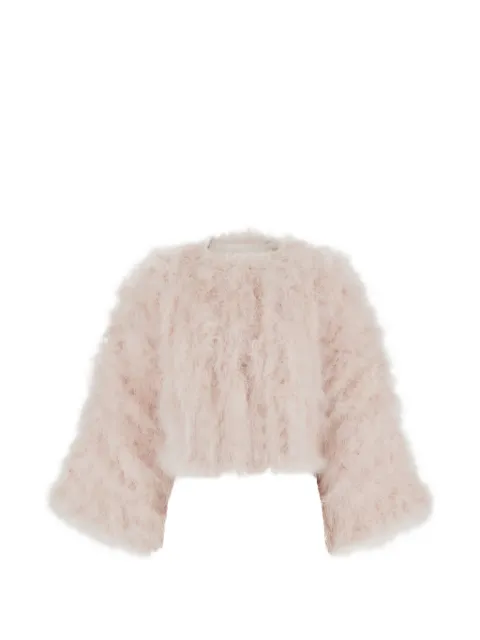 Yves Salomon feather-embellished cropped jacket Pink 27WAC30446PLUX