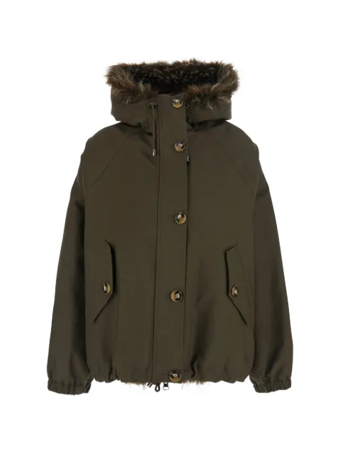 VALENTINI 1972 faux-fur trim hooded jacket Green K6104REVARMYGREENBROWN
