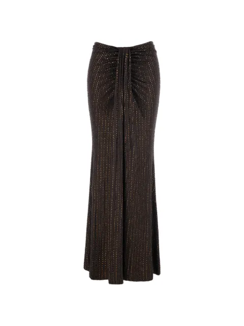 VENUJA Malibu crystal-embellished draped maxi skirt Brown SK005AJVA