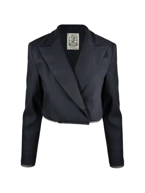 Contessa Mills Morgaine lace-trim cropped blazer Black CMJ002216BLK