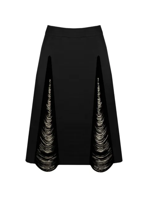 Contessa Mills Madeleine fringe-detail skirt Black CM5003234BLK