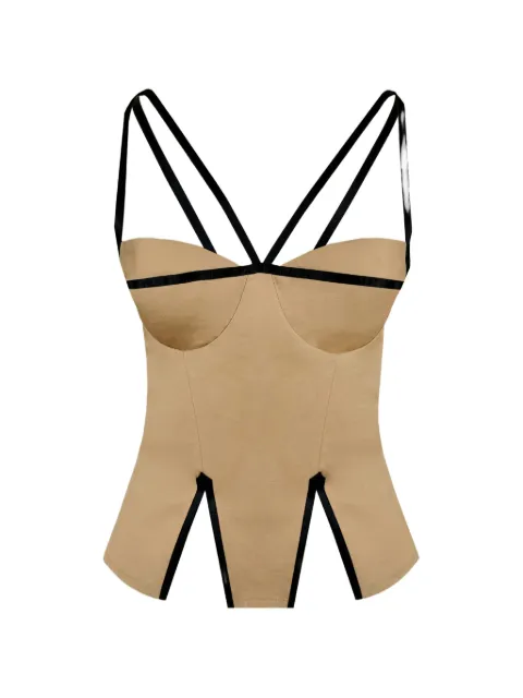 Contessa Mills Madeleine contrast-trim top Neutrals CM7007234TAN