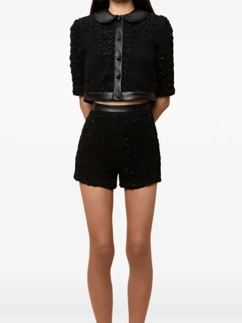 Contessa Mills Blair leather-trim shorts Black CM3002225BLK