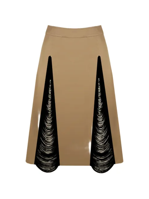 Contessa Mills Madeleine fringe-detail skirt Neutrals CM5003234TAN